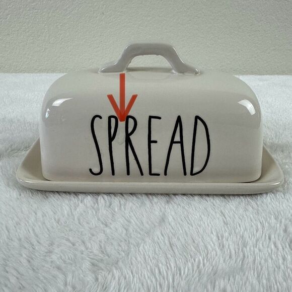 Rae Dunn Artisian Collection Spread Typography Butter Dish Shabby Chic Cottage - Picture 9 of 9